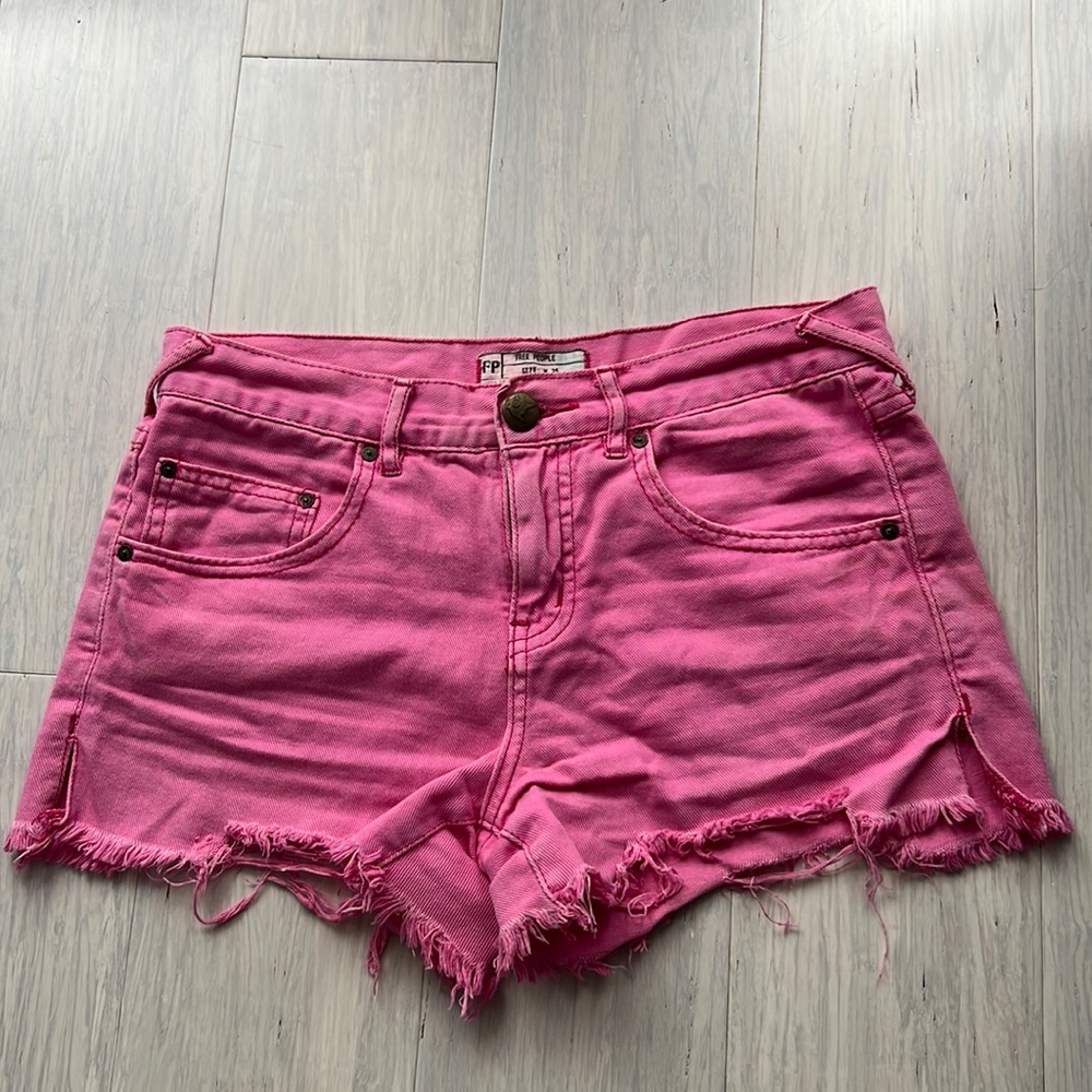 Free People Pink Cut Off Frayed Shorts Size 25